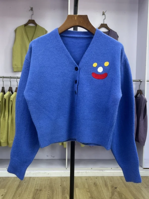 

Women's ort Knitted Open Cardigan Sweater V-Ne Long Sve Single Button Spring Summer New Sle Comfortable Breathable