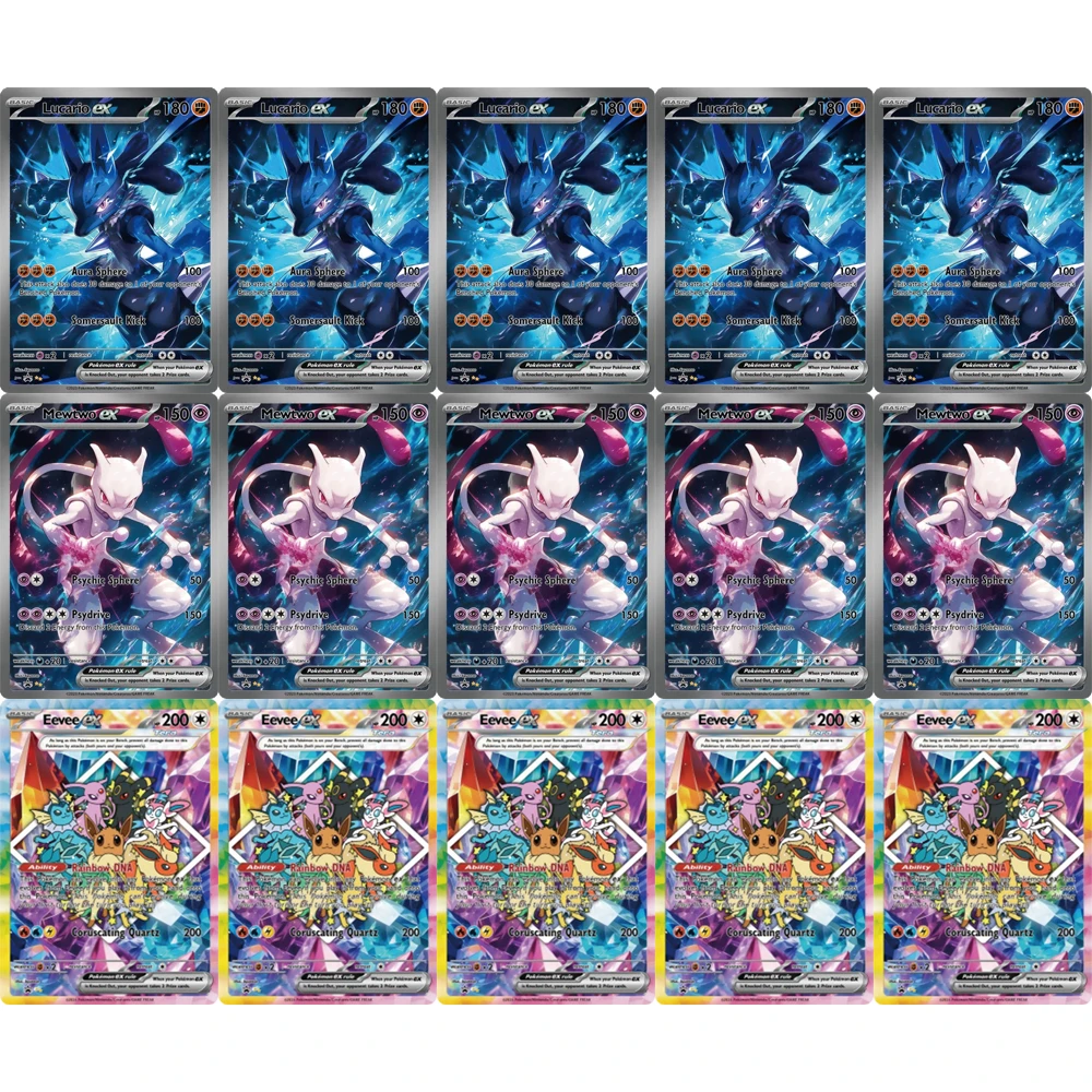 3-teiliges Set DIY Mewtwo Lucario Ex Englische Flash-Karten Selbstgemachte Klassische Anime-Sammelkarten Spielzeug