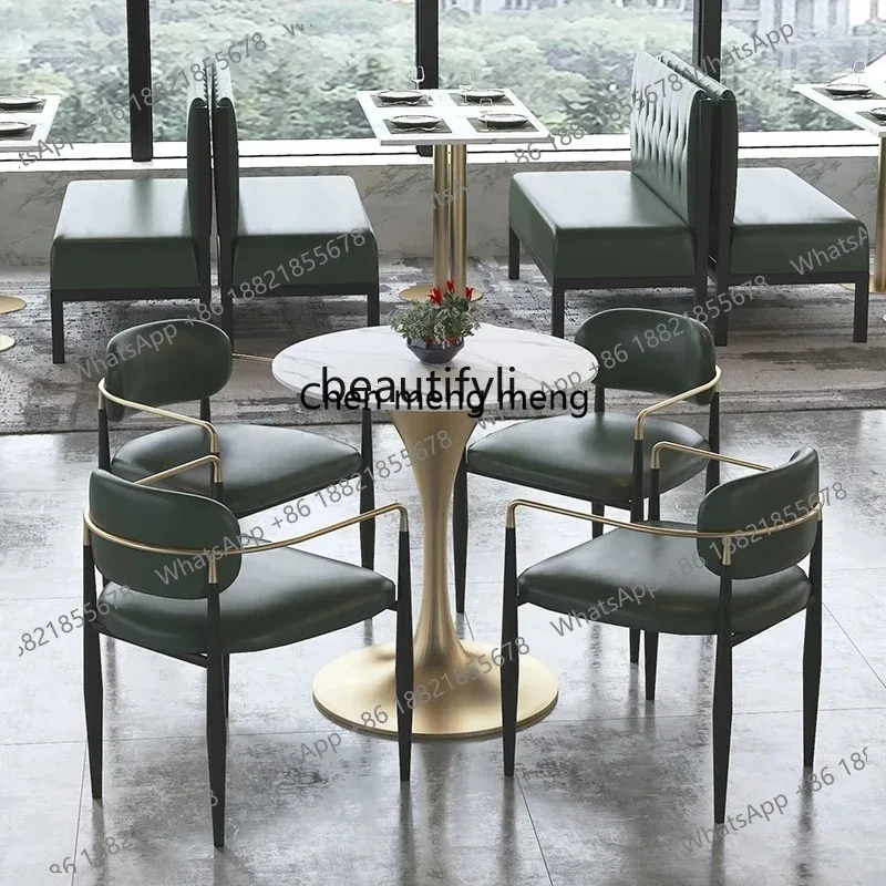 lhy 26 new ZqCoffee Shop Sofa Deck Hotel Restaurant Modern Light Luxury Simple Dining Table, Milk Tea Shop Table and Chair Combi