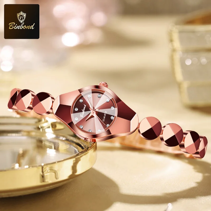 BINBOND New Fashion Quartz Women's Watches Luxury Stainless Steel Strap Waterproof Elegant Lady Bracelet Watch Relogio Feminino
