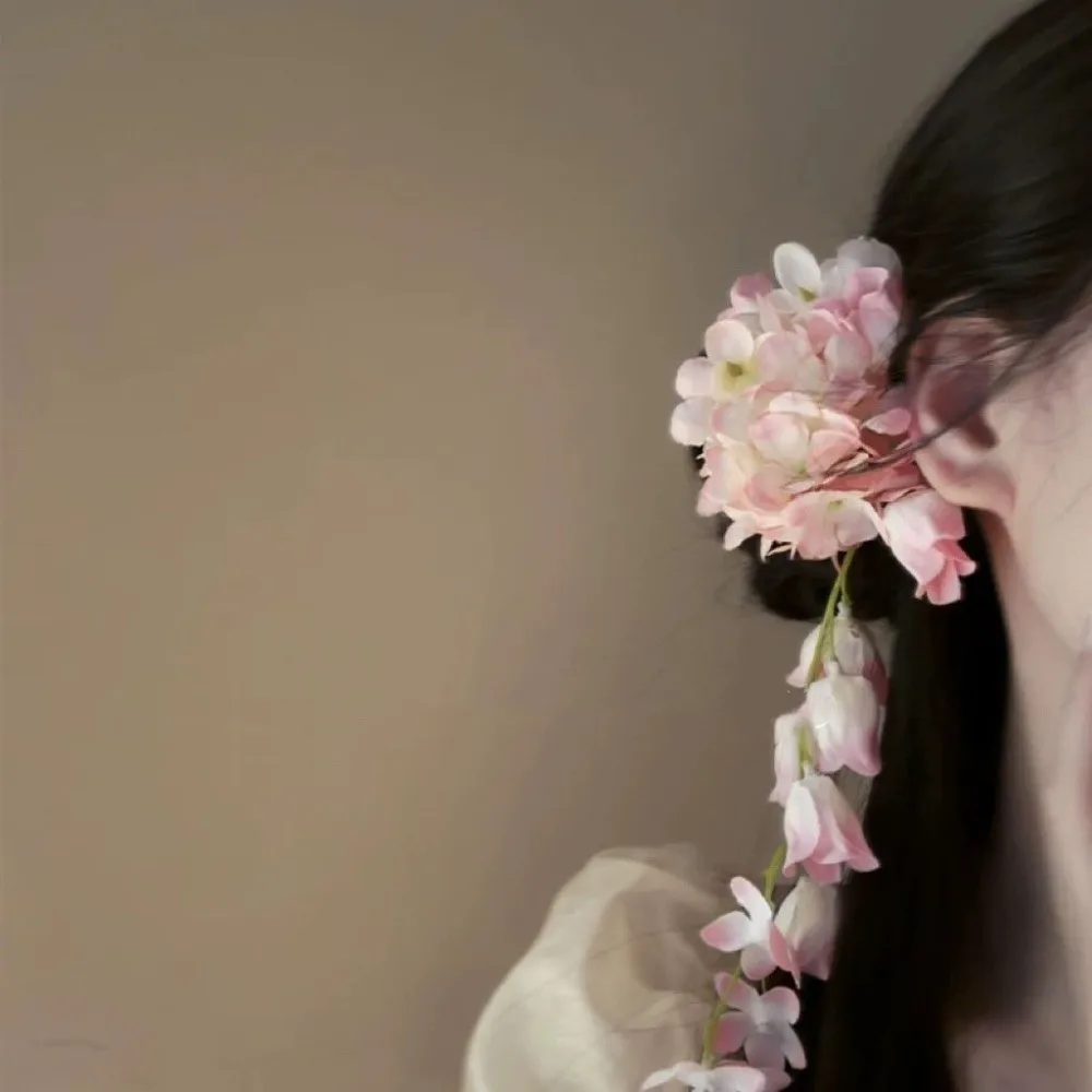 

Заколка для волос с цветами и кисточками, красочный головной убор, аксессуары для волос в стиле Ханьфу, боковая заколка в старинном стиле, заколка для волос в китайском стиле
