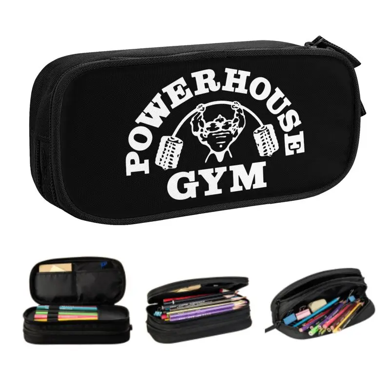 Custom Korean Powerhouse Gym Pencil Case for Boys Gilrs Bodybuilding Fitness Muscle Large Storage Pen Bag Box School Supplies