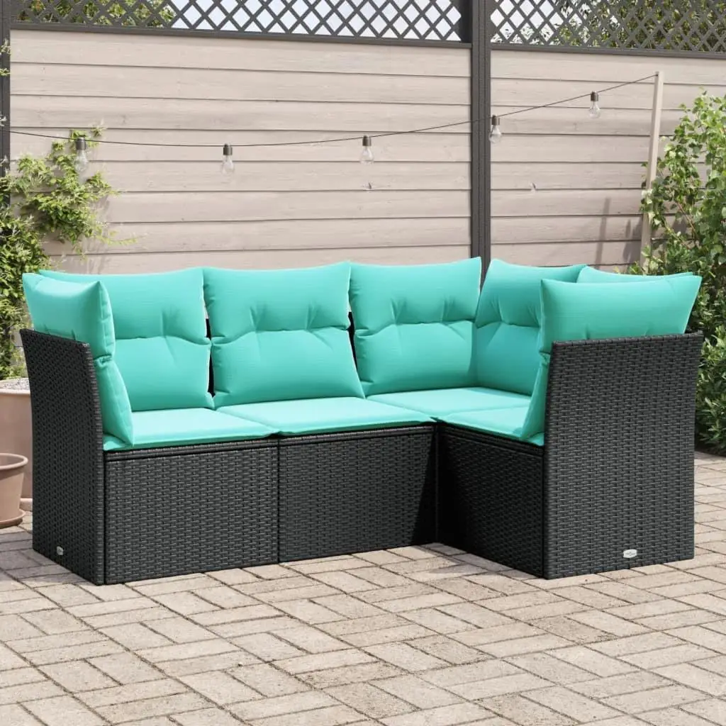 

Modular Black PE Rattan 4 Piece Medium Garden Sofa Set for Outdoor Patio Furniture