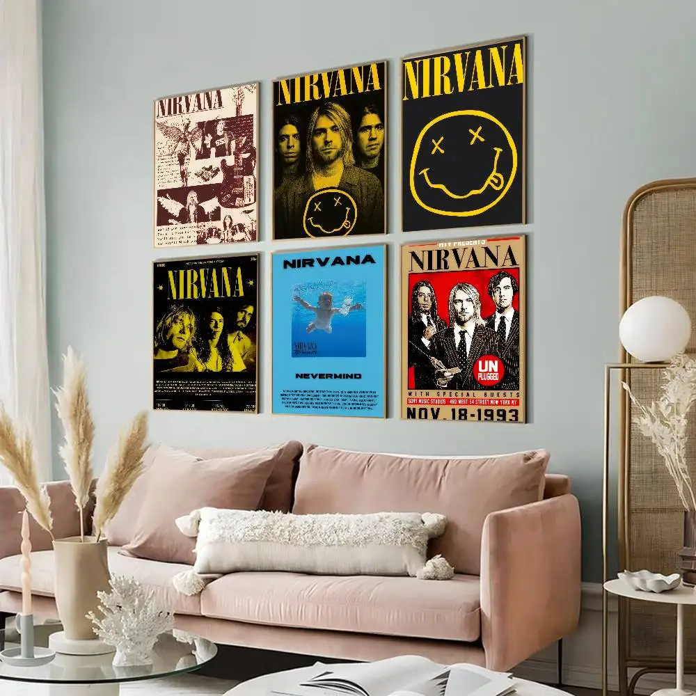 Band Smile-N-NirvanaeS-S gelb Hochwertige Drucke und Poster Vintage Room Bar Cafe Decor Home Decor