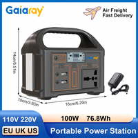 Gaiaray 100W Portable Power Station AC 220V 110V Solar Generator Outdoor Emergency Power Bank 76.8Wh LiFePO4 Battery For Camping