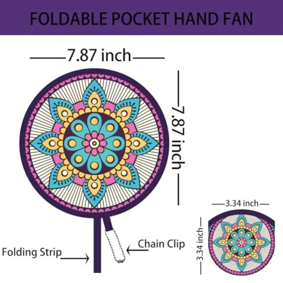 4 Pack Pattern Folding Hand Fans, Compact Purse Fans for Women, Stowable Handheld Fan for Concert, Travel, Indoor and Outdoor A
