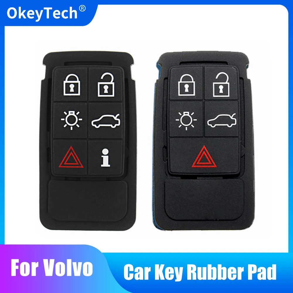 OkeyTech Smart Key Pad Replacement Silicone Car Key Case for Volvo S60 V60 S70 V70 XC60 XC70 Repair Rubber Mat 5 6 Button