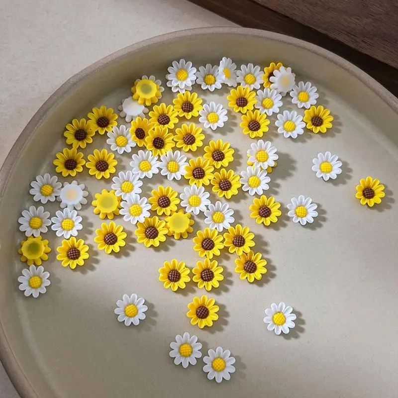 3D Sunflower Nail Art Embellishments for Bright Summer Manicure Designs