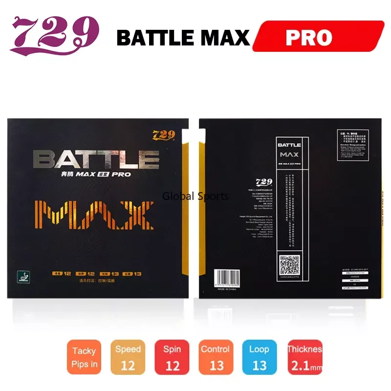Amizade 729 BATTLE MAX PRO Borracha De Tênis De Mesa, Pips-In, Alta Pegajosa, Ping Pong, Esponja, Rotação Forte, ITTF Aprovado