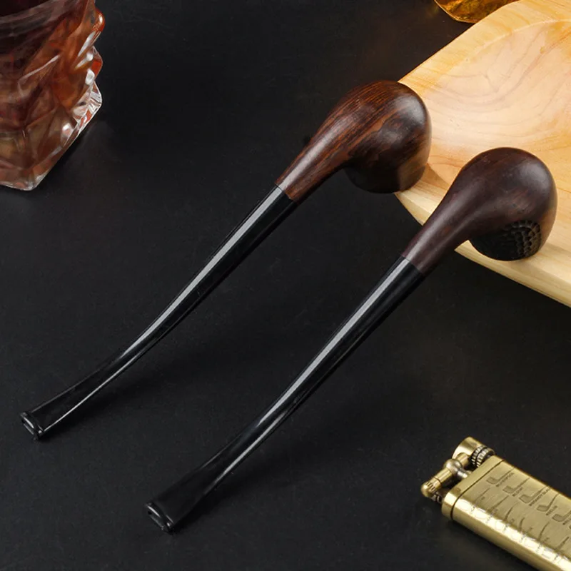 Ebony Reading Pipe Long Tobacco Pipe with 3mm Metal Filter Classic Solid Wood Smoking Pipe Gift for Men view 6