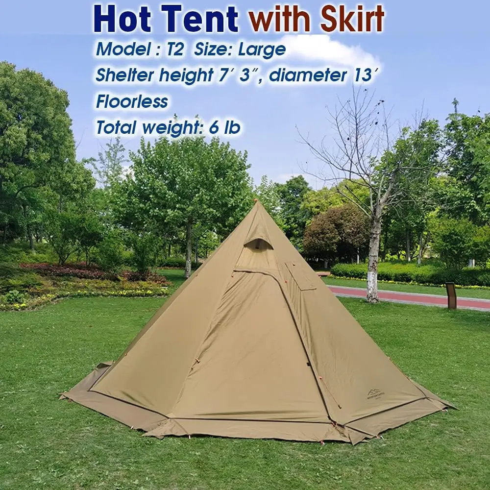 Leichtes Tipi-Hot-Zelt für 3 Personen mit feuerhemmenden Rauchrohren, Fenster-Tipi-Zelte für