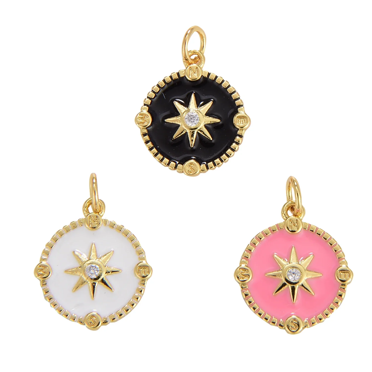 

Colorful Badge Necklace Earring Making Supplies DIY Pendant Clasp Zircon Stamp Accessories Element Bulk Items Wholesale 5 Pcs