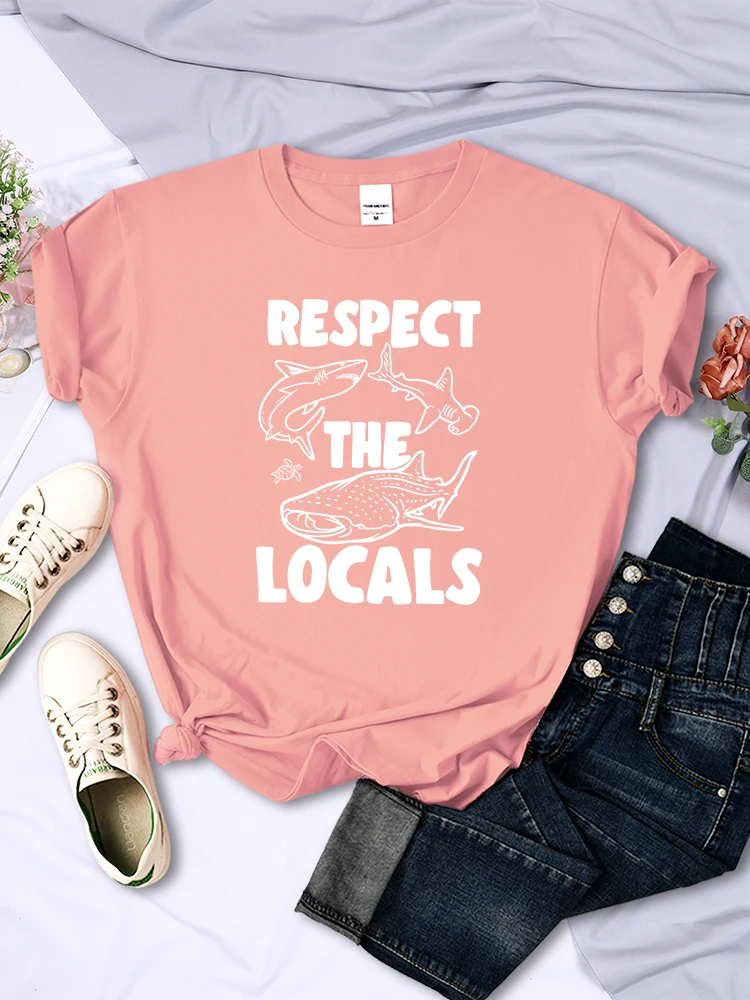 Respect The Locals Marine Animals T Shirt Female Summer Fashion Clothes Street Breathable Short Sleeve Casual T-Shirts Women