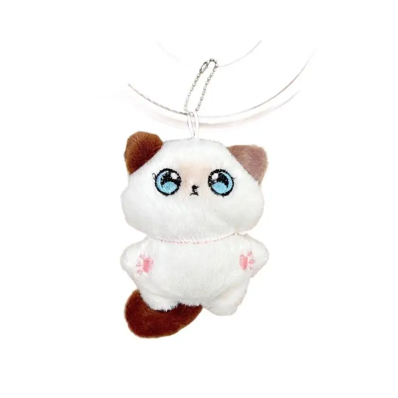 Porte-clés en peluche chaton cloche grinçante, pendentif, ornement de sac d'école, chaton siamois, poupée en peluche, sac à dos, accessoires de décoration, cadeau