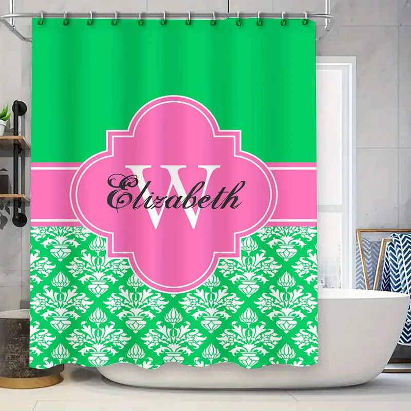

Whirlpool Blue Mosaic Shower Curtain Bathroom Decor with Modern Tiled Pattern Waterproof Fabric for Home Use