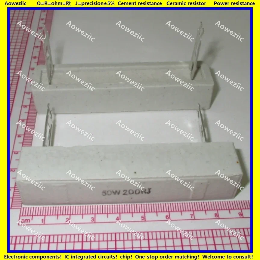 

2Pcs 50W200RJ 50W 200 ohm +/- 5% Horizontal cement resistor 50W200ΩJ Cement resistance 50W200R 200OHM Ceramic resistor plug-in