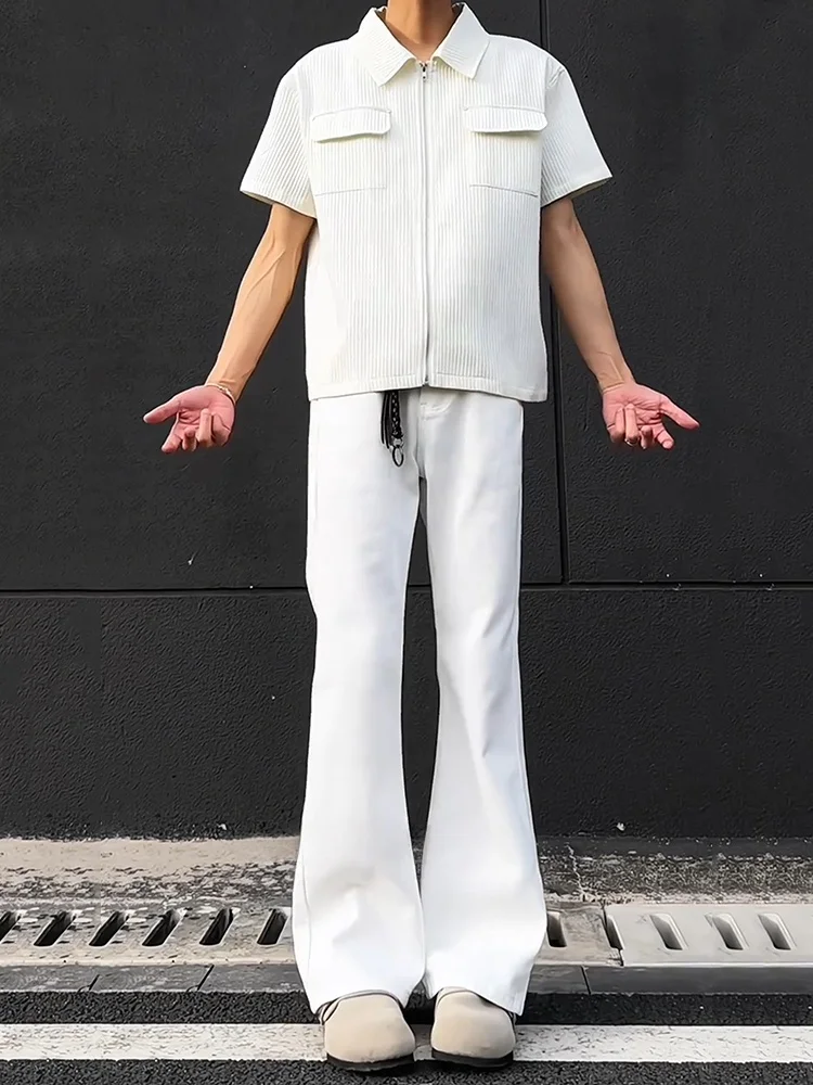 

Мужские белые джинсы Cleanfit57 прямого кроя, летние, тонкие, в американском стиле High Street Vibe, с легким клешем, повседневные, свободного кроя