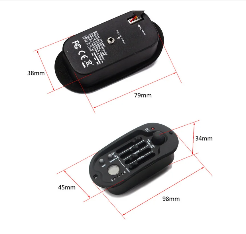 Acoustic Guitar Preamp 4 Band A-4T Folk Guitar Pickup EQ Equalizer Piezo Pickup Line with LCD Tuner Guitar Parts