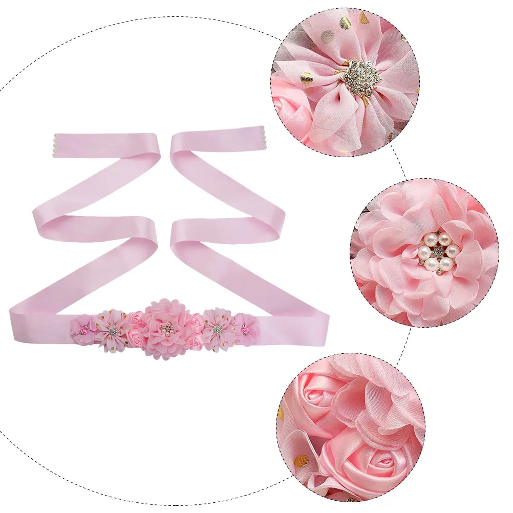 

Rhinestone Pearl Women Belt Dress Waistb Decorative Flower Wedding Party Accessory Dress Accessory Elegant Rose Design
