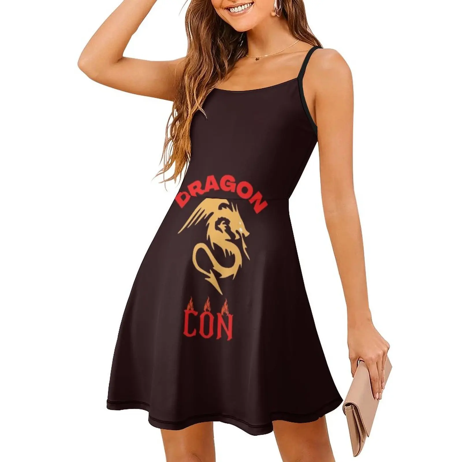 فستان تنين كون بفتحة عنق على شكل قلب فستان أنيق للحفلات الصيفية للنساء ملابس نسائية على شكل سجادة Dragon Con Dragoncon Marriot