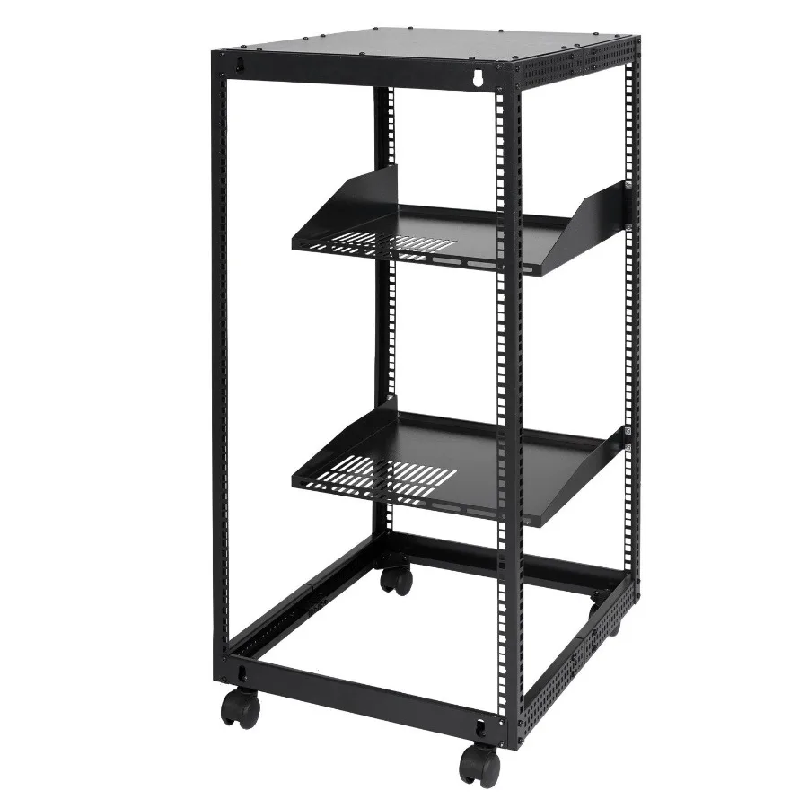 

20U Open Frame Server Rack 15''40'' Adjustable Depth Free Standing or Wall Mount Network Server Rack 4 Post AV Rack with Caste
