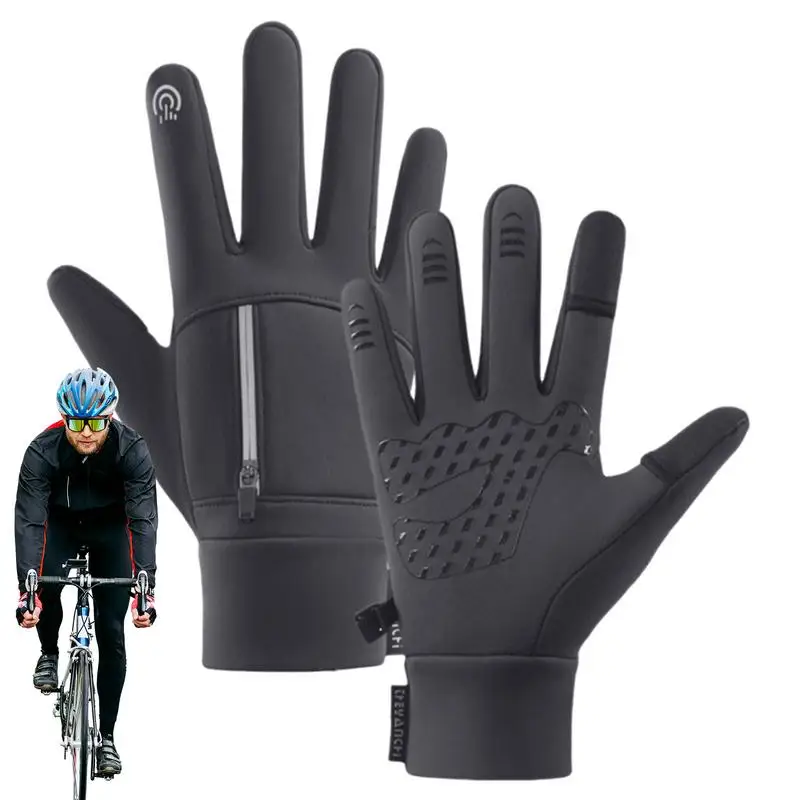

Winter Cycling Gloves Waterproof Fleece Velvet Touch Screen Bike Gloves For Winter Snowboard Skiing Gloves Fishing Hiking Gloves