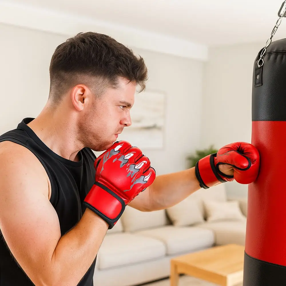 

Professional Boxing Gloves Half Finger Wear Resistant Training Gloves Thicken Padding Punching Gloves Training