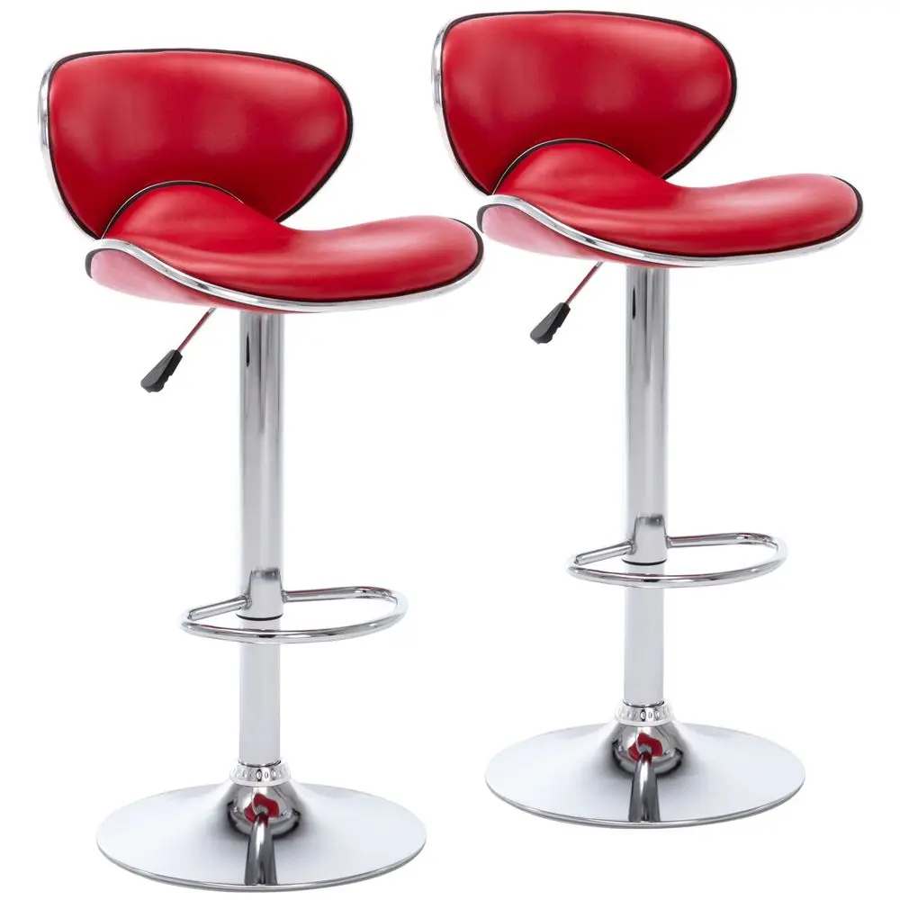 

PU Leather Adjustable Bar Stools, Modern Swivel Airlift Barstools with Back, Armless Counter Height Chairs for Kitchen Dining P