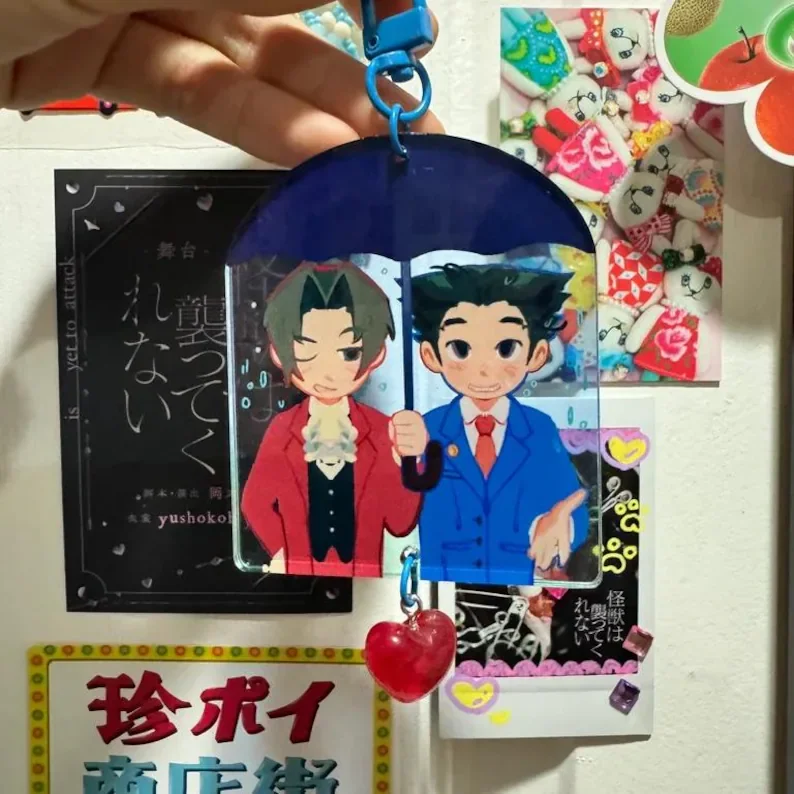 Court‑Game Style Couple Acrylic Charms Keychains, Double‑Sided Print Matching Bag Pendant Fan Collectible Gift