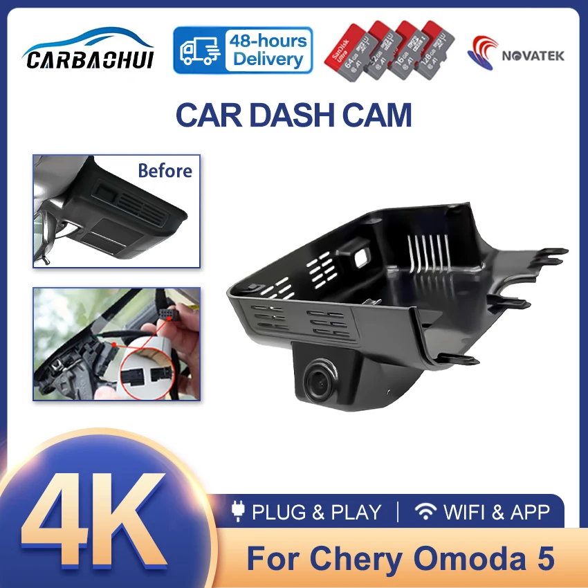 Für Chery Omoda 5 C5 5X Deluxe 2024 2025, OEM-kompatible Regensensor-Installation 4K WLAN Auto-DVR Plug-and-Play Dashcam & APP-Steuerung