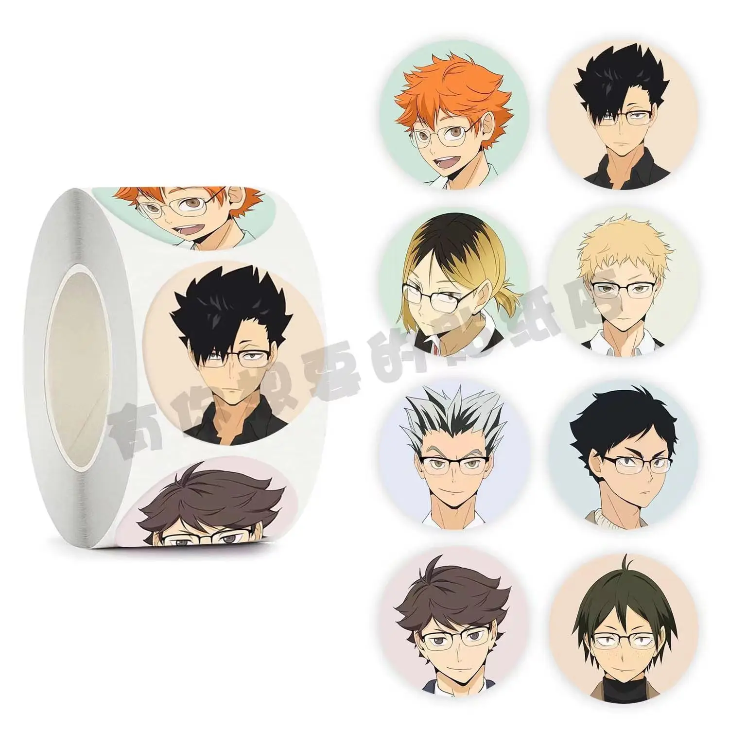 Anime Haikyuu!! Cosplay Handbook Cute Round Curly Ornament Adhesive Label Cartoon 500 Stickers/rolls Decorate Birthday Xmas Gift