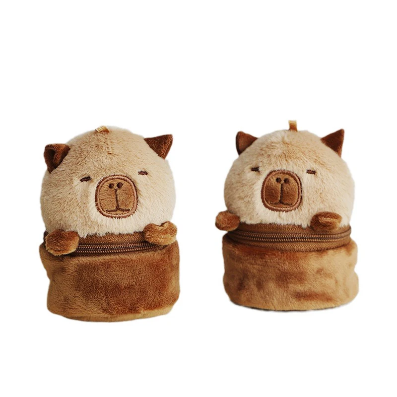 Children Cute Capybara Coin Purse Lovely Animal Plush Toy  Pendant Fun Key Schoolbag Decoration Charm Fun Small Storage Bag Gift