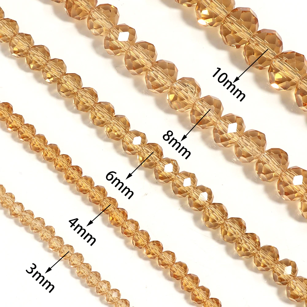 3/4/6/8/10mm Transparent Color Faceted Crystal Rondelle Beads Loose Spacer Abacus Glass Bead For DIY Bracelet Necklace Wholesale