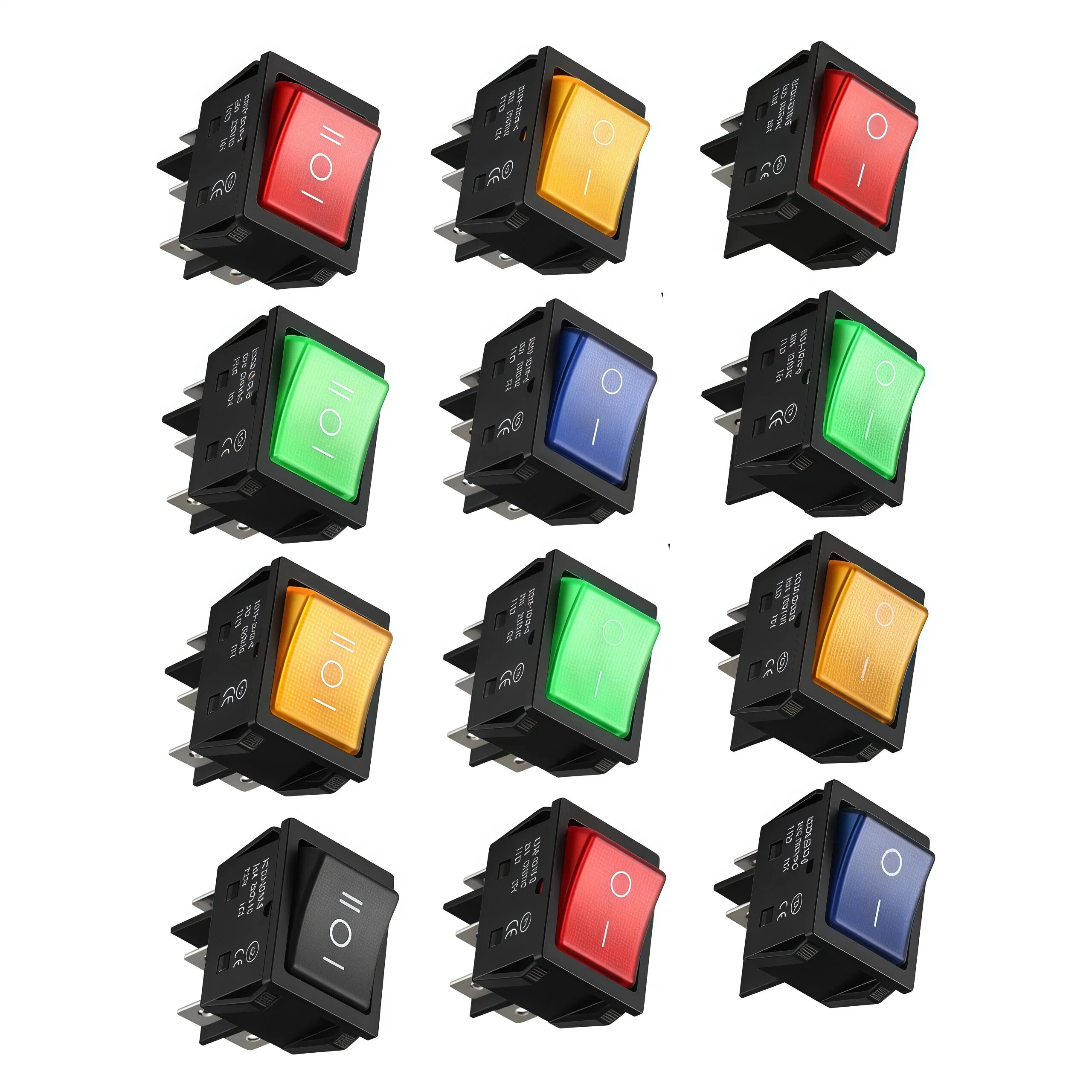 

KCD2 KCD4 Красный кулисный переключатель, 4 контакта, 2 положения с подсветкой, серебряные контакты 30 А, сильноточный переключатель высокой мощности