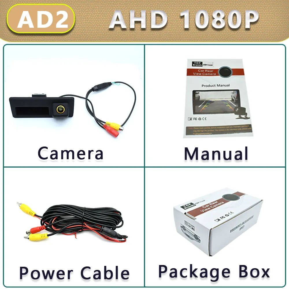 

170 ° Золотой объектив AHD 1080P, ручка багажника, автомобильная камера заднего вида для Audi A4 A6 2012 2013 2014 2015 2016 2017, Android монитор