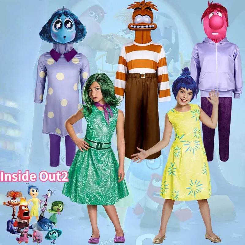 

l2025l New Cosplay Adult Child Cosplay Costumes Inside Out Anime Movie Role Play Halloween Dress Suit School Performance Kids Gi