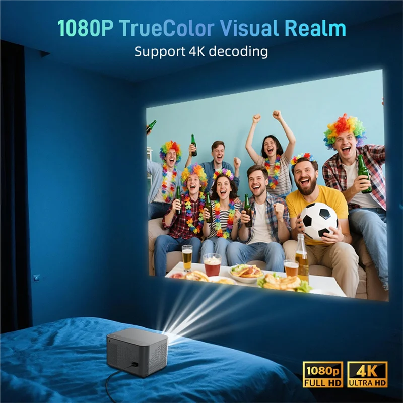 

Умный проектор BAAY 4K 1080P Ultra HD с автофокусом Android 13 Wi-Fi 6, идеально подходит для домашнего и кинотеатра, британская вилка