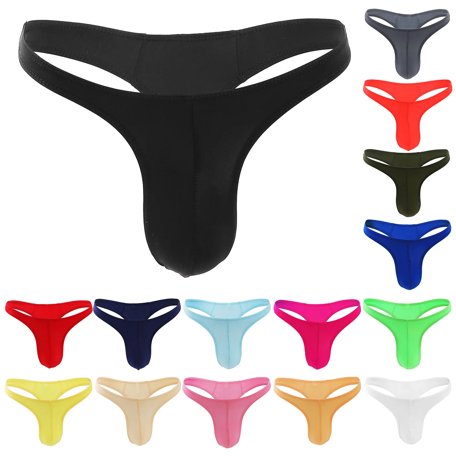 Men Sexy Mens Simple Personality Fashion Casual Sexy Mini Thong Underwear T Pants Solid Ice Silk Large Jock Strap