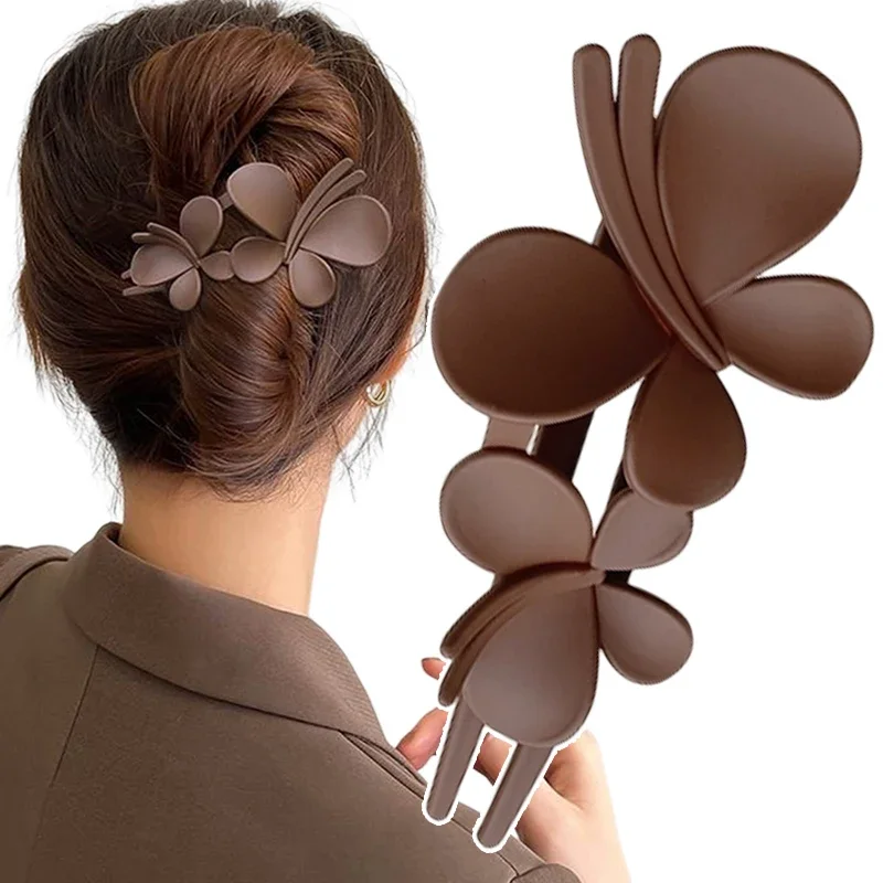 Pinces à cheveux double bec de canard papillon pour filles, épingle à cheveux rétro, accessoires pour femmes, barrettes, queue de cheval, vêtements