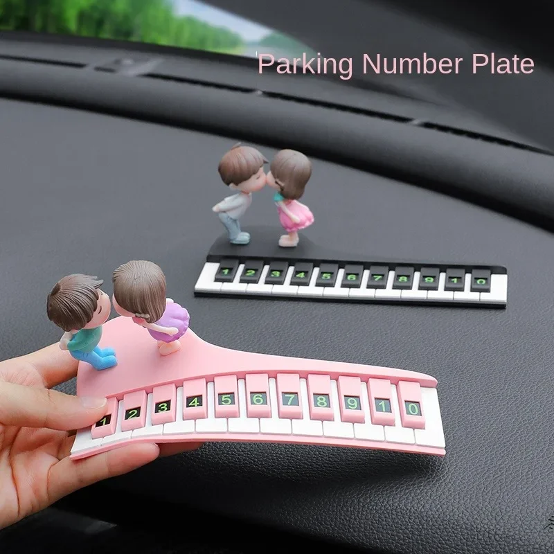 

Car number plate Moving license plate Personality Creative car temporary parking plate Cute piano couple decoration pieces Auto