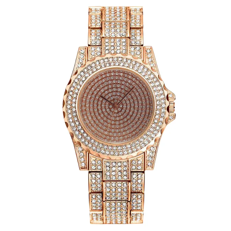 Women's casual fashion diamond studded round women's watch with adjustable bracelet