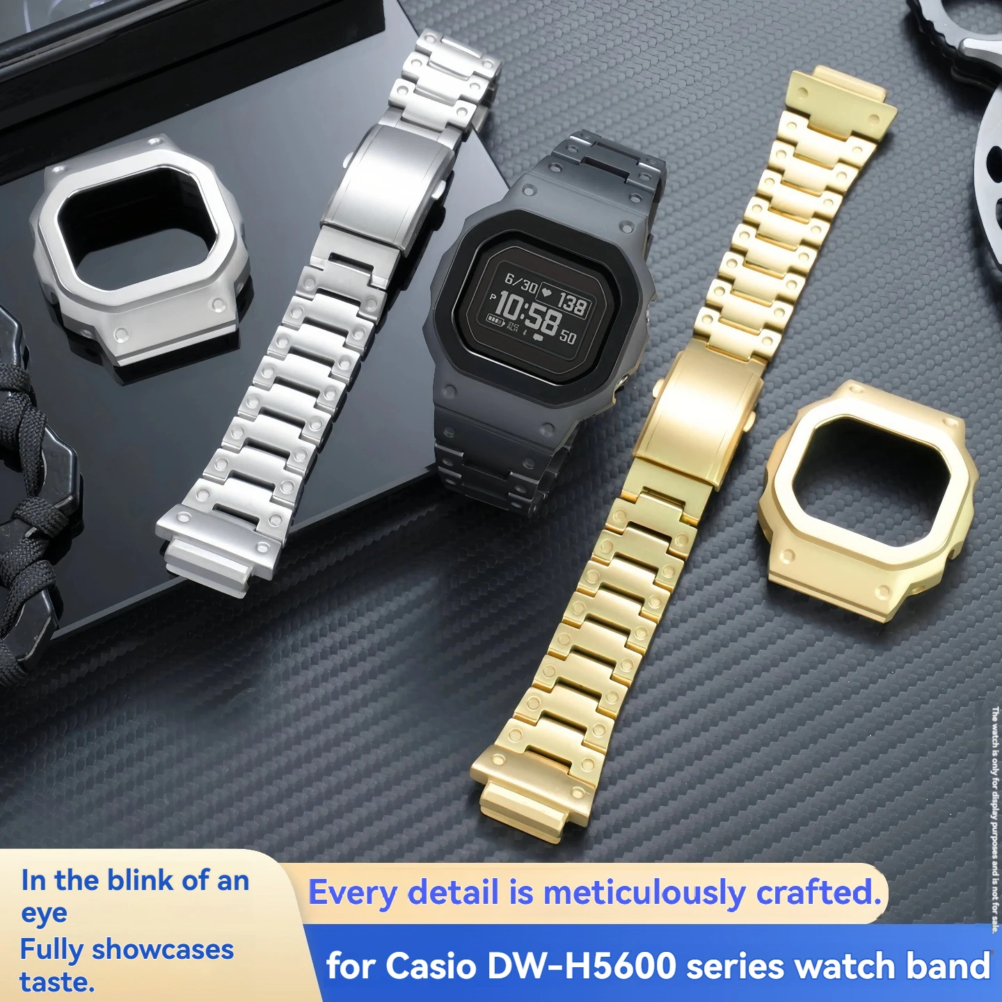 

Lightweight Titanium Alloy Mod Kit for Casio G-Shock DW-H5600 dw-h5600MB | Heart Rate Monitor Metal Bracelet & Bezel Set