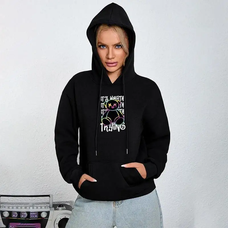 

Letter Print Hoodie, Drawstring Fashion Hooded Sweatshirt For Winter & Fall, Women's Clothing