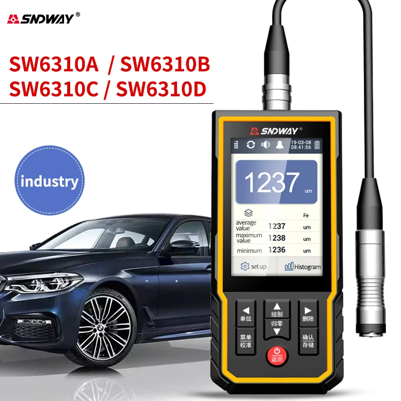 SNDWAY calibro di spessore del rivestimento ad ultrasuoni per auto 0.1um/0-1700 strumenti per misuratore di rivestimento per micrometro per Tester di spessore del Film di vernice per auto
