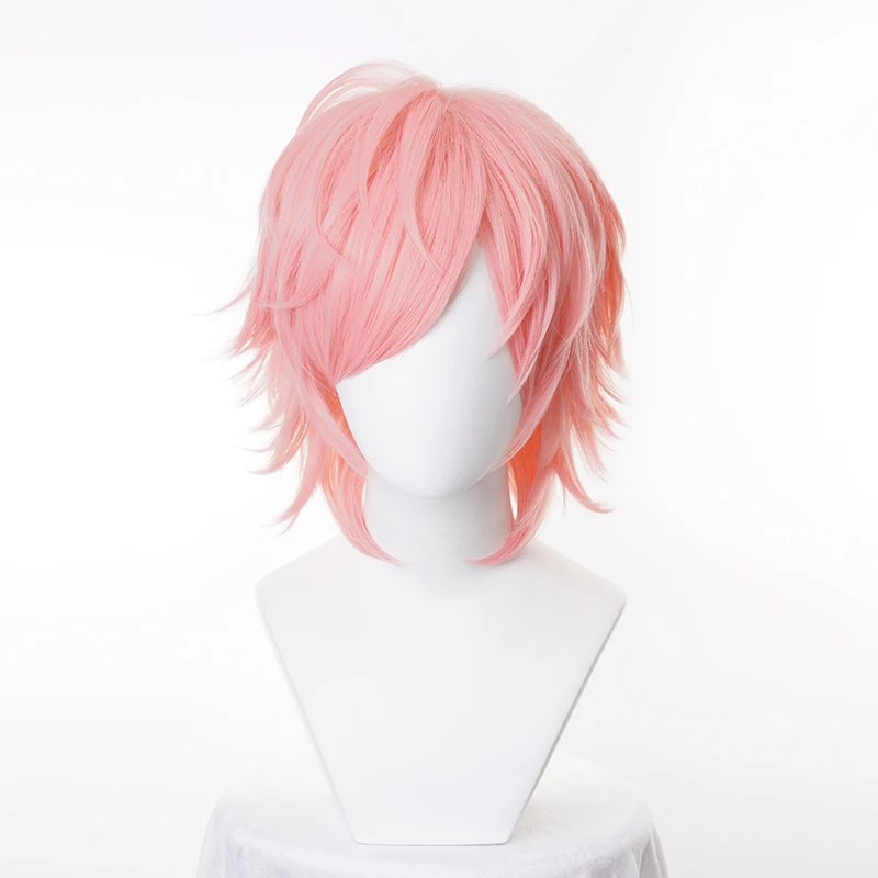 

Anime Yarichin Club Ayato Yuri Cosplay Wig Pink Short Heat Resistant Synthetic Hair Adult Men Women Halloween