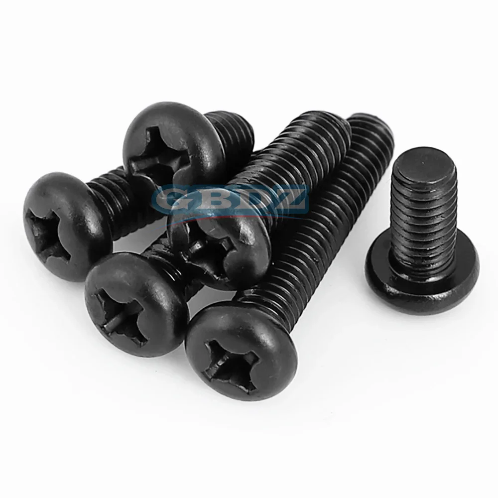 M4m5m6 Cross Round Head Screw Made Of Carbon Steel Material Nickel Plated/Black Durable Fastening