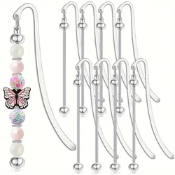 8 PCS DIY beaded bookmarks, metal beaded bookmark pendant strips, craft beaded book pendant chains for students and teachers