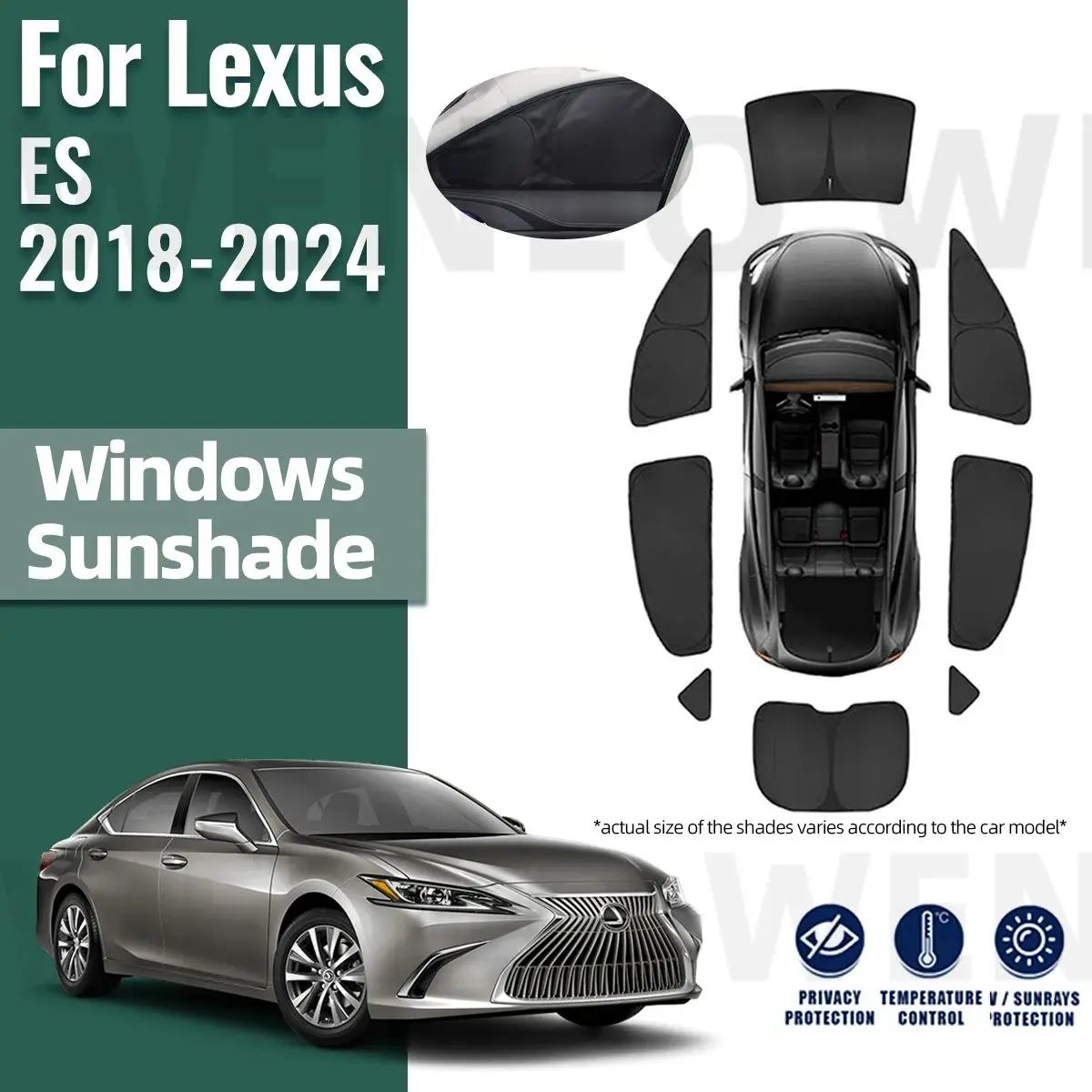 

For Lexus ES350H ES300H 2018-2023 2024 Full Cover Car Sunshade Front Windshield Frame Curtain Rear Side Window Sun Shade Visor