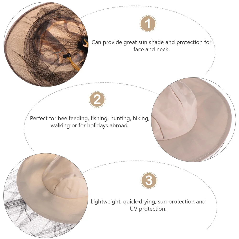 

1pc Beekeeping Face Protector Lightweight Uv Protection Hat Anti Mosquito Insect Prevention Foldable Travel Sun Shade For Hiking