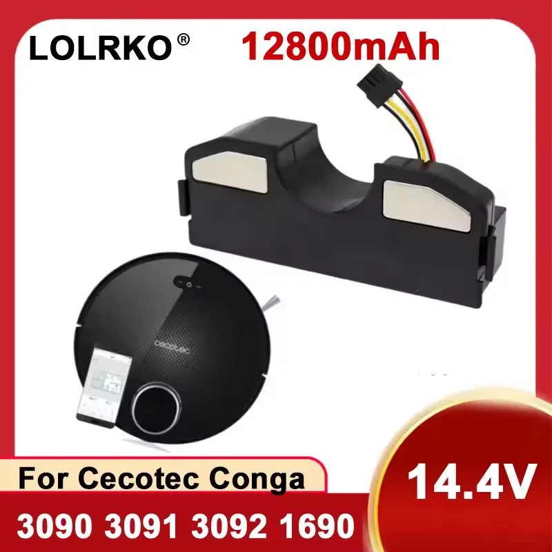 12800mAh Battery Conga 3090 cecotec Replacement For CONGA 3091 3092 1690 1890 2090 Robot Vacuum Cleaner Accessories Spare Parts